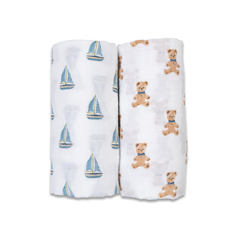 Lulujo Cotton Muslin Swaddles 2 Pack | Ultra Soft Breathable Baby Blankets