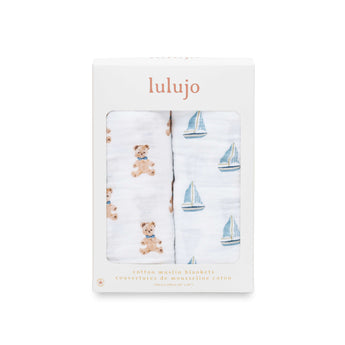 Lulujo Cotton Muslin Swaddles 2 Pack | Ultra Soft Breathable Baby Blankets