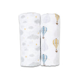 Lulujo Cotton Muslin Swaddles 2 Pack | Ultra Soft Breathable Baby Blankets