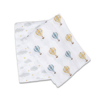 Lulujo Cotton Muslin Swaddles 2 Pack | Ultra Soft Breathable Baby Blankets