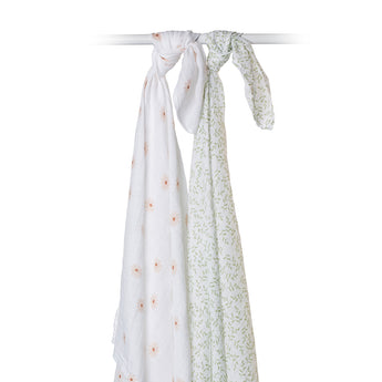 Lulujo Cotton Muslin Swaddles 2 Pack | Ultra Soft Breathable Baby Blankets