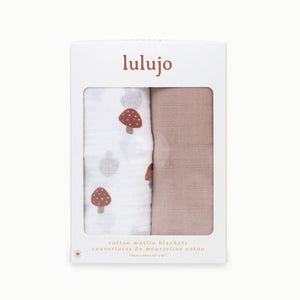 Lulujo Cotton Muslin Swaddles 2 Pack | Ultra Soft Breathable Baby Blankets