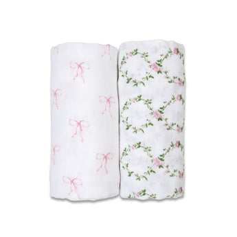 Lulujo Cotton Muslin Swaddles 2 Pack | Ultra Soft Breathable Baby Blankets
