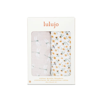 Lulujo Cotton Muslin Swaddles 2 Pack | Ultra Soft Breathable Baby Blankets