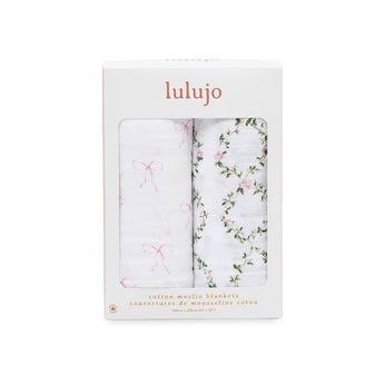 Lulujo Cotton Muslin Swaddles 2 Pack | Ultra Soft Breathable Baby Blankets