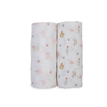 Lulujo Cotton Muslin Swaddles 2 Pack | Ultra Soft Breathable Baby Blankets