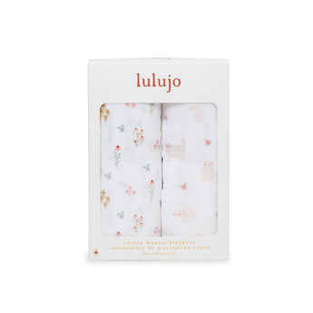 Lulujo Cotton Muslin Swaddles 2 Pack | Ultra Soft Breathable Baby Blankets