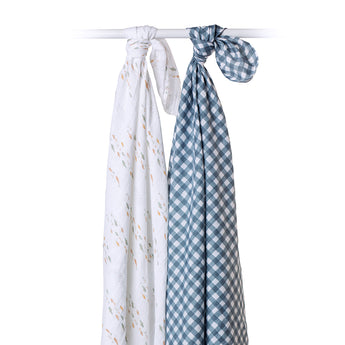 Lulujo Cotton Muslin Swaddles 2 Pack | Ultra Soft Breathable Baby Blankets