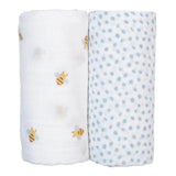 Lulujo Cotton Muslin Swaddles 2 Pack | Ultra Soft Breathable Baby Blankets