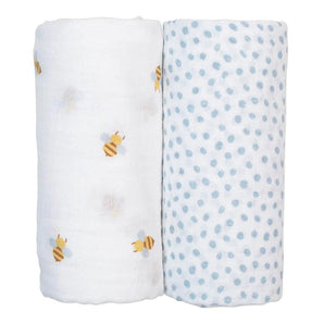 Lulujo Cotton Muslin Swaddles 2 Pack | Ultra Soft Breathable Baby Blankets
