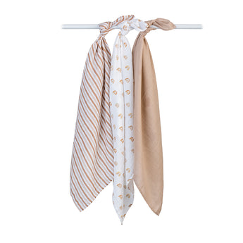 Lulujo Muslin Cloths 100% Cotton 3 Pack 70x70cm | Soft Baby Essentials