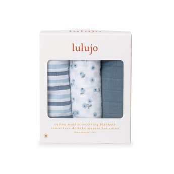 Lulujo Muslin Cloths 100% Cotton 3 Pack 70x70cm | Soft Baby Essentials