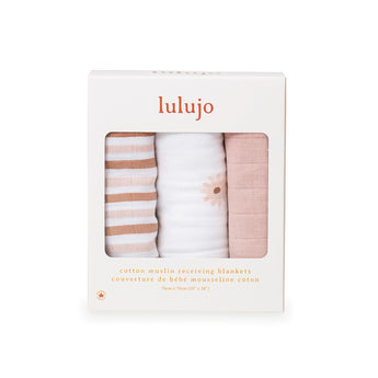 Lulujo Muslin Cloths 100% Cotton 3 Pack 70x70cm | Soft Baby Essentials