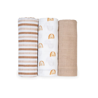Lulujo Muslin Cloths 100% Cotton 3 Pack 70x70cm | Soft Baby Essentials