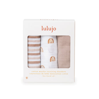 Lulujo Muslin Cloths 100% Cotton 3 Pack 70x70cm | Soft Baby Essentials