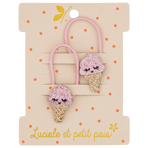 Girls Hair Mini Glitter Elastics -Pair