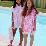 Marie Raxevsky Jungle Pink Hooded Terry Poncho | Kids