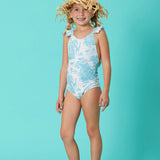 Marie Raxevsky Jungle Turquoise Girls Pleated Swimwear