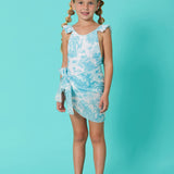 Marie Raxevsky Jungle Turquoise Girls Pleated Swimwear