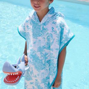Marie Raxevsky Jungle Turquoise Hooded Terry Poncho | Kids