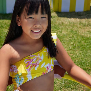 Marie Raxevsky  Sunset Reef Girls One Shoulder Swimwear