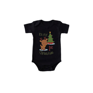 Matching Family Outfits Its My First Christmas Black Baby Romper | Romper Baby