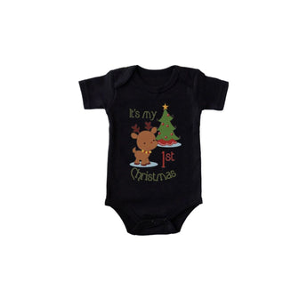Matching Family Outfits Its My First Christmas Black Baby Romper | Romper Baby