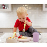Melii 3 Piece Silicone Meal Set - Plate, Bowl & Cup (Pink, Grey, Purple)