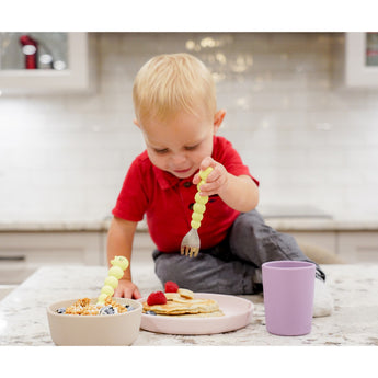 Melii 3 Piece Silicone Meal Set - Plate, Bowl & Cup (Pink, Grey, Purple)