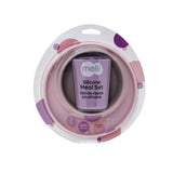 Melii 3 Piece Silicone Meal Set - Plate, Bowl & Cup (Pink, Grey, Purple)