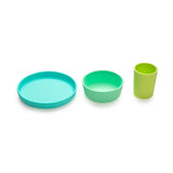 Melii 3 Piece Silicone Meal Set - Plate, Bowl & Cup (Turquoise, Green, Mint)