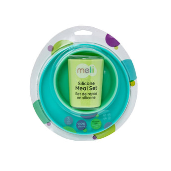 Melii 3 Piece Silicone Meal Set - Plate, Bowl & Cup (Turquoise, Green, Mint)