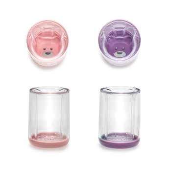 Melii Double Walled Bear Plastic Cup Purple & Pink 145ml 2 pcs