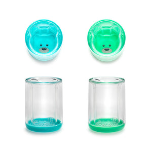 Melii Double Walled Bear Plastic Cup Turquoise & Green 145ml 2 pcs