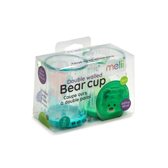 Melii Double Walled Bear Plastic Cup Turquoise & Green 145ml 2 pcs