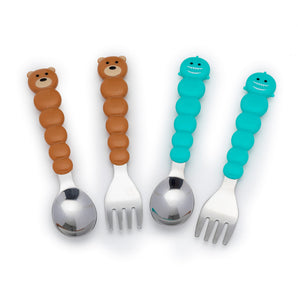 Melii Kids Spoons & Forks Set 4 Piece | Eco Friendly Self Feeding Cutlery