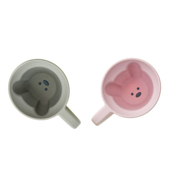 Melii Silicone Bear Mug - 2 Pack (Pink & Grey)