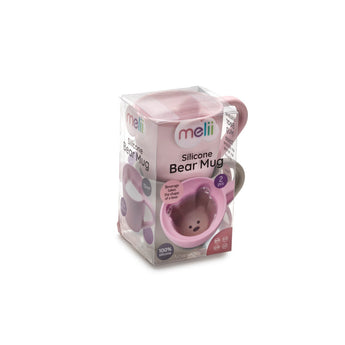 Melii Silicone Bear Mug - 2 Pack (Pink & Grey)