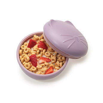 Melii Silicone Bowl with Lid Purple Cat 350 ml
