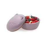 Melii Silicone Bowl with Lid Purple Cat 350 ml