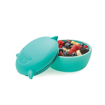 Melii Silicone Bowl with Lid Turquoise Shark 350 ml