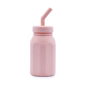 Melii Silicone Water Bottle with Straw 230 ml Pink