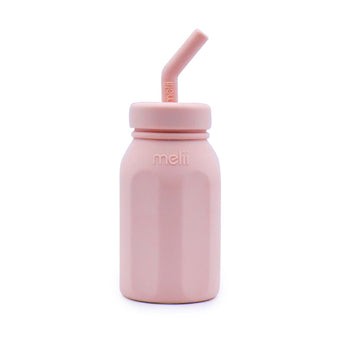 Melii Silicone Water Bottle with Straw 230 ml Pink