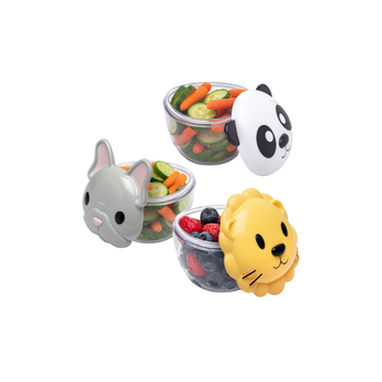 Melii Snack Food Storage Container Pack of 3 Panda, Bulldog, Lion