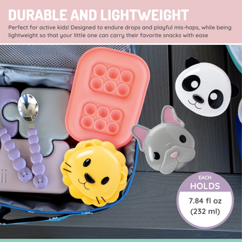 Melii Snack Food Storage Container Pack of 3 Panda, Bulldog, Lion