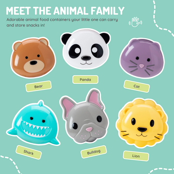 Melii Snack Food Storage Container Pack of 3 Panda, Bulldog, Lion