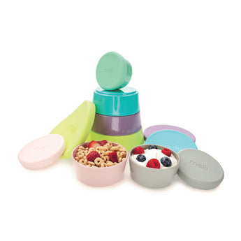 Melii Stacking & Nesting Food Containers with Silicone Lids 6 pcs