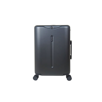 Dark gray 24-inch MiaMily check-in luggage with four wheels and a sleek, hard-shell design.
