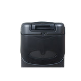 Top view of a black MiaMily 24-inch check-in suitcase with a retractable handle and ride-on seat.