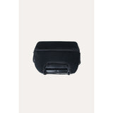 Black MiaMily luggage cover for carry-on suitcase, top view, showing handle opening.